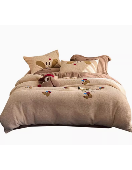 KELIEING cute sheep plus velvet milk velvet four-piece winter coral velvet thickened children's bedding